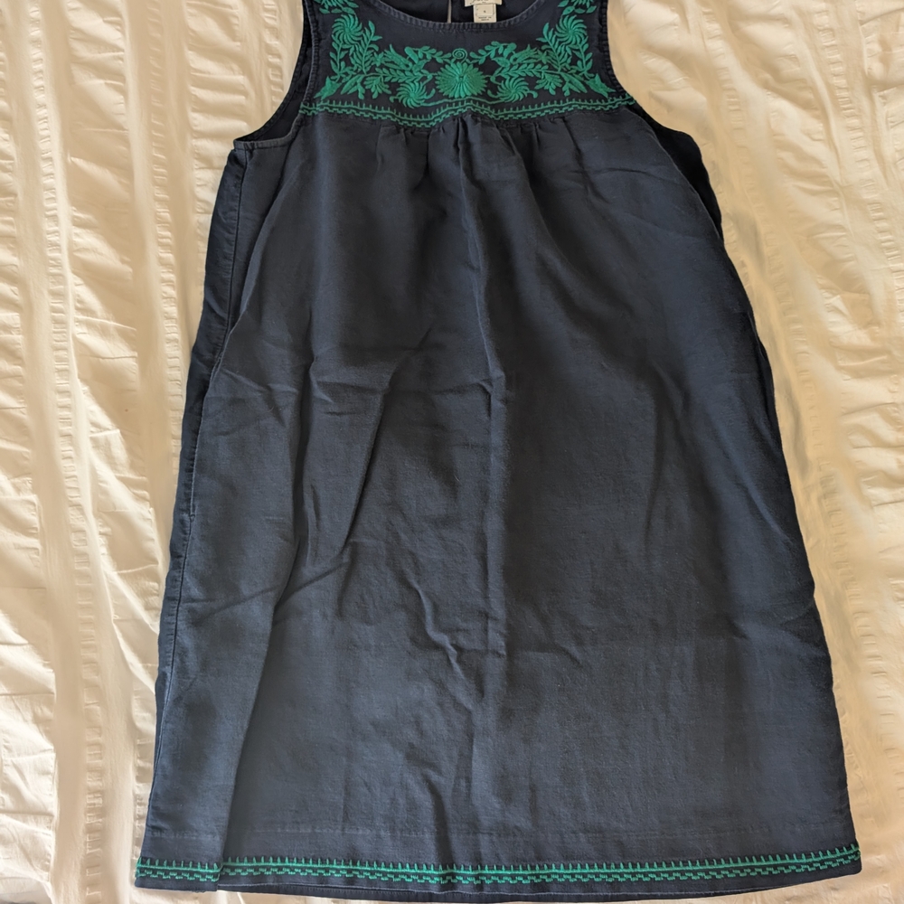 J. Crew Factory Blue and Green Sleeveless Mini Sundress